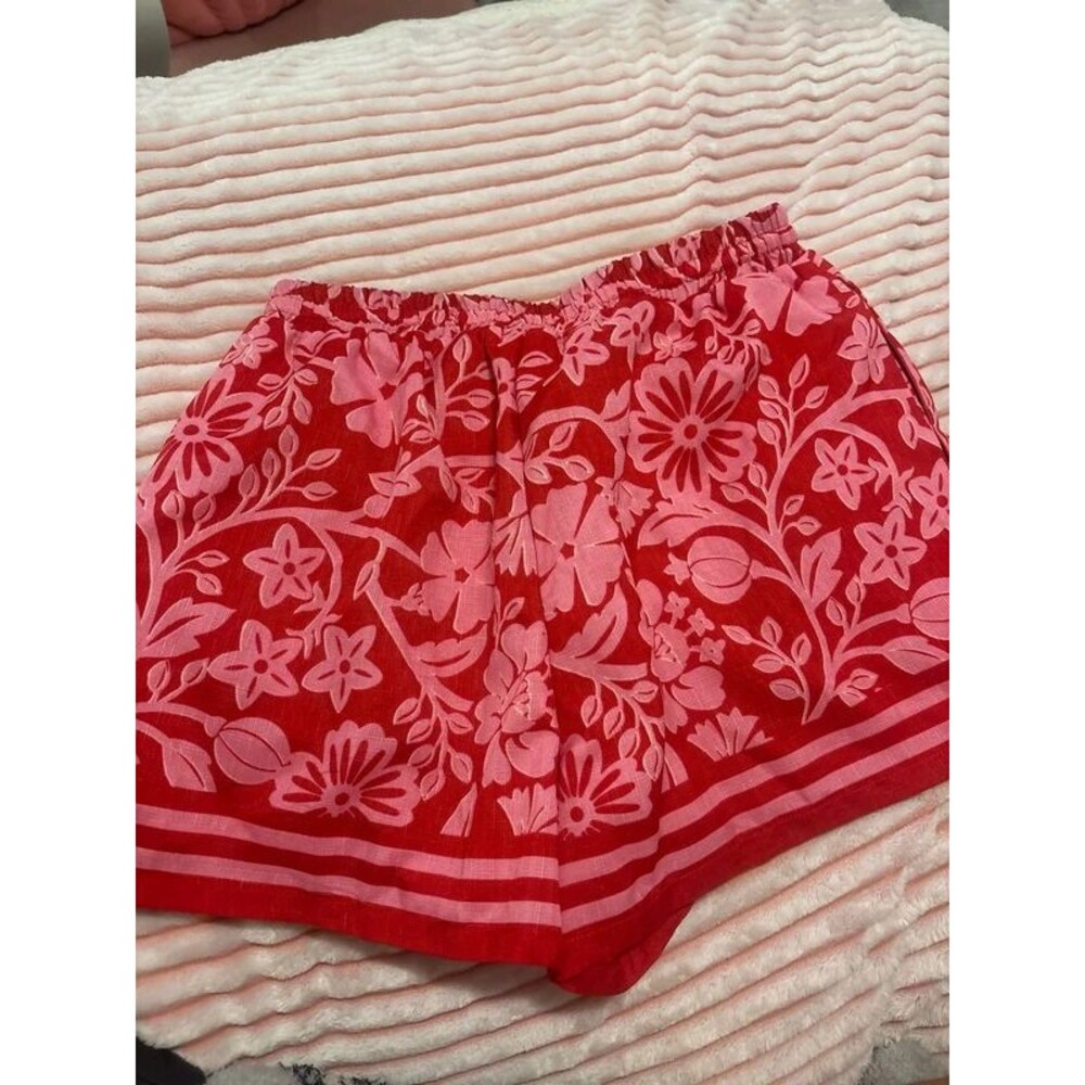 Francesca’s Pink & Red Floral Drawstring Shorts - Picture 3 of 6